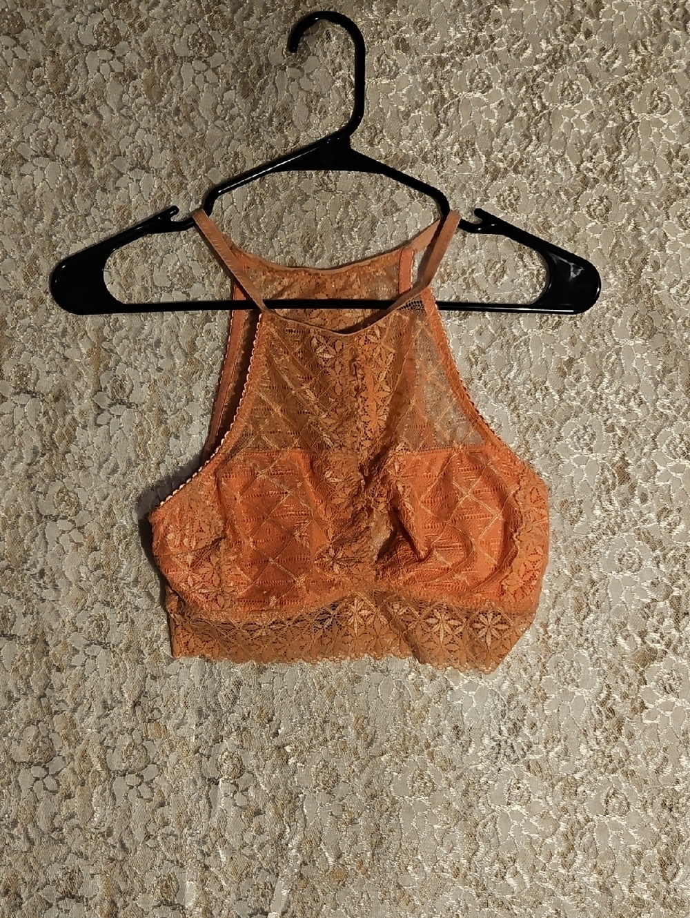 Source Unknown Lace High-Neck Camisole in Burnt Orange